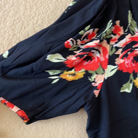 Free People Black Combo Floral Dress Size 8 - Picture 4 of 7